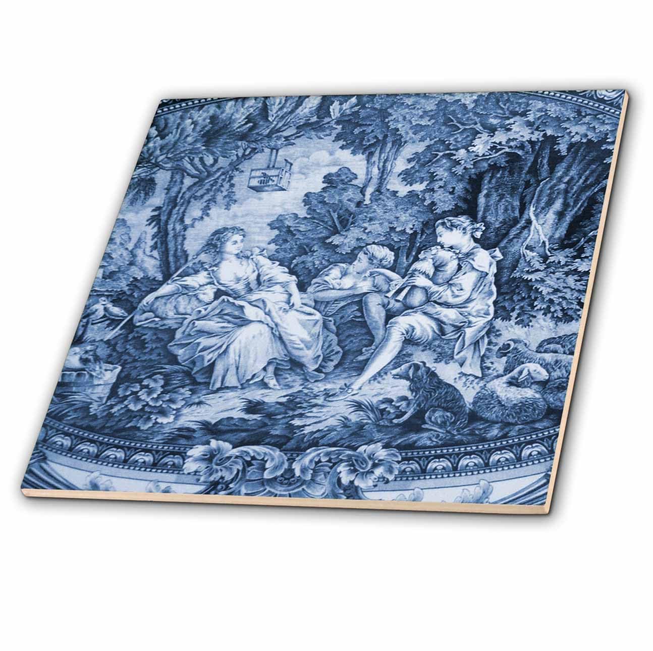 Amazon.com: 3dRose ct_34728_7 French Blue Toile I-Glass Tile, 8